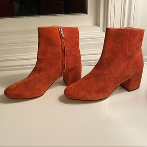 Suede Orange Booties, Sz 9